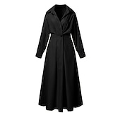 Damen Hemdblusenkleid Freizeitkleid Swingkleid Maxi Langes Kleid Outdoor Büro Urlaub Basic Modern Hemdkragen Geraffte Tasche Langarm Sommer Frühling Herbst 2023 Regular Fit Schwarz Armeegrün preiswerte schwarzes Maxikleid-Damen Hemdblusenkleid Freizeitkleid Swingkleid Maxi Langes Kleid Outdoor Büro Urlaub Basic Modern Hemdkragen Geraffte Tasche Langarm Sommer Frühling Herbst 2023 Regular Fit Schwarz Armeegrün