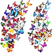 cheap 3D Wall Stickers-80 PCS 3D Butterfly Wall Decor Butterfly Wall Decals DIY Art Decor Crafts Removable Mural Stickers Butterfly Decorations for Home Room Bedroom Nursery Decor