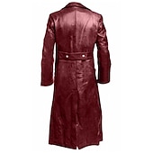 preiswerte Outfits-Set mit PU-Leder-Trenchcoat, gerades Bein, Motorradhose, Zylinder, Hut, Punk, Gothic, mittelalterlich, Steampunk, Pestdoktor, Herren, Reiter, Biker, lässig, täglich, Cosplay, Kostüm, Karneval,