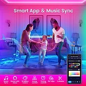 cheap WiFi&amp;Music Control-RGBIC LED Strip Compatible with Alexa Google Home Color Changing LED Light Music Sync TUYA WiFi for Bedroom Ceiling Playroom Shustar