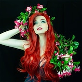 Недорогие Парики для киноперсонажей-Косплэй парики Красный Вино Кудрявый Искусственные волосы Длинные парики Жен. парики Для вечеринки