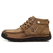 abordables Baskets-bottines en cuir vintage pour hommes – chaussures d&#039;extérieur décontractées à lacets avec semelle antidérapante durable