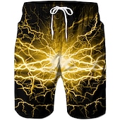 cheap Geometric Print-Men&#039;s Optical Illusion Lightning Graphic Prints Swim Trunks Swim Shorts Board Shorts Mid Waist Hawaiian Boho Casual Daily Holiday Drawstring with Mesh lining Elastic Waist Designer Clothing Apparel
