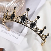 preiswerte Geschenke-Vintage Barock Krone Neue Legierung Grüner Diamant Kleine Krone Edle und Elegante Geburtstagsprinzessin Kristall Kopfschmuck Valentinstag Geschenk