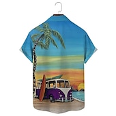 baratos Camisa Vintage-Homens Letra Jesus Camisa Social camisa de botão Camisas havaianas vintage Manga Curta Moda Roupa de rua Designer Ao ar livre Rua Diário Verão Primavera Aberto para a Lateral Imprimir Azul Branco