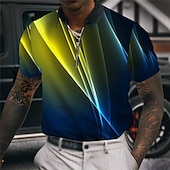 baratos polo masculino plus size-Homens Camiseta Polo Grande e Alto Gradiente Aberto para a Lateral Imprimir Manga Curta Verão Primavera Moda Designer Casual Respirável Ao ar livre Rua Blusas
