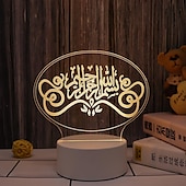 رخيصةأون أضواء زينة رمضان-عيد مبارك ثلاثية الأبعاد زينة ضوء الليل أكريليك led إسلامي مسلم رمضان مهرجان لوازم للديكور المنزل مصباح ليلي ديكور غرفة نوم