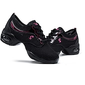 preiswerte Tanz-Sneaker-Schwarze Mesh-Tanz-Sneaker für Damen – atmungsaktive, leichte Jazzschuhe mit Luftpolstersohle für Zumba, Hip-Hop und Fitnesstraining