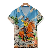 tanie Koszula Vintage-Derby Kentucky Męskie Zabytkowe Kowboj Koszula Koszula hawajska Koszula Aloha Krótkie rękawy Koszula Wieczorne Zabytkowe Moda Moda miejska Ulica Codzienny Hawajskie Żółty Czerwony Niebieski S M L
