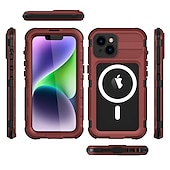 رخيصةأون جرابات آيفون-هاتف غطاء من أجل ايفون 16 iPhone 15 14 Pro Max Plus آيفون 13 برو ماكس ثقيل حقيبة ضد الماء مع ماجسيف حماية كاملة للجسم دعم الشحن اللاسلكي مع رباط المعصم سبائك الألومنيوم الكمبيوتر الشخصي سيليكون