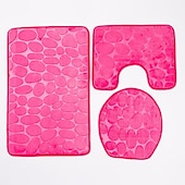 billiga 3PC Badrumsmatta set-3 st badmatta halkfria badrumsmattor, ultramjuk halkfri badmatta och absorberande badmattor, inkluderar u-formad konturmatta, toalettlocksöverdrag
