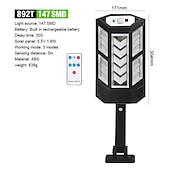 billige Gatebelysning-solcellegatelys utendørs ip65 bevegelsessensor fjernkontroll solcelledrevet vegg LED lampe 3 lysmodus lys for hage terrasse dekor garasje lys 1 stk