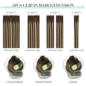 baratos Extensões de cabelo com gancho-grampo em extensões de cabelo cabelo humano real 5pcs 80g balayage marrom chocolate a mel loiro 18 polegadas portas extensões de cabelo grampo em extensões de cabelo liso natural