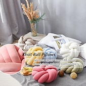 baratos Almofadas de chão-Travesseiro de nó redemoinho travesseiro de chão bola almofadas decorativas 13,8 polegadas travesseiro macio redondo atado para casa cama quarto decoração sofá escritório decoração travesseiro de
