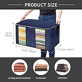 cheap Clothing &amp; Closet Storage-3 Pack, 90L Large Capacity Clothes Storage Bag Organizer with Reinforced Handle Thick Fabric for Comforters, Blankets, Bedding, Foldable with Sturdy Zipper, Clear Window