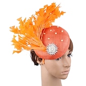 billiga Hattar och fascinators-fascinators hattar Huvudbonad Lin Formell Kentucky Derby Hästrace Damernas dag cocktail Elegant Mode Glam Med Fjäder Hårbonad Huvudbonader