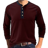 billiga Casual Henley T-shirt-Herr Henleytröja T-tröja Långärmad tröja Slät Henley Gata Semester Långärmad Button-Down Kläder Designer Grundläggande Modernt Modernt