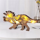 Недорогие Декоративные огни-Деревянные украшения в виде животных, светодиодный светильник, 3d полая резьба, домашний декор, фигурки, ремесла, офисный стол, украшения для спальни, аксессуары