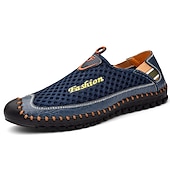 cheap Men&#039;s Slip-ons &amp; Loafers-Men&#039;s Breathable Mesh Slip-On Casual Shoes – Lightweight Outdoor Walking Loafers with Hand-Stitched Detailing and Flexible Sole