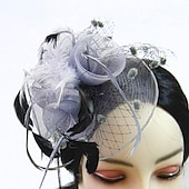 お買い得  ファシネーター-フェザー / ネットファシネーター ケンタッキーダービーハット / 鳥かごベール 1 枚付き 結婚式 / パーティー / イブニング / レディースデー ヘッドピース