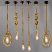 economico Luci Isola cucina-lampada a sospensione in corda di canapa vintage 1 testa 1,5 metri base e26/e27, lampada a sospensione in corda di canapa retrò lampada da soffitto vintage stile retrò per illuminazione bar ristorante sala da pranzo ， lampadina non inclusa