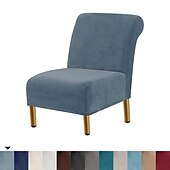 abordables Potah na křeslo a potah na křeslo-Housse de chaise d&#039;appoint sans accoudoirs en velours pour salon, housse de protection de chaise avec fond élastique, lavable en machine