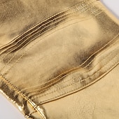economico pantaloni casual-Per uomo magro Pantaloni Pantaloni in ecopelle Gamba dritta Tinta unita Lunghezza intera Feste Per uscire Serata Streetwear Moda Argento Nero Media elasticità
