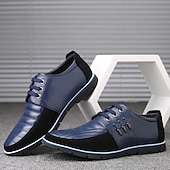 preiswerte Sneaker für Herren-Freizeit-Schnürschuhe aus Kunstleder für Herren – stylische blaue und schwarze Low-Top-Sneaker mit rutschfester Sohle für den Alltag und halbformelle Anlässe