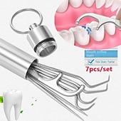 voordelige Persoonlijke Verzorging &amp; Gezondheid-7 stks draagbare roestvrijstalen tandenstokers pocket set herbruikbare metalen tandenstokers reinigingsset met houder voor outdoor picknick camping reizen