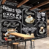 cheap Wallpaper-Coffee Cafe Mural Wallpaper Wall Sticker Covering Print Peel and Stick Self Adhesive Removable for Coffee Cafe Blackboard Canvas Home Décor Multiple Size