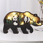 Недорогие Декоративные огни-Деревянные украшения в виде животных, светодиодный светильник, 3d полая резьба, домашний декор, фигурки, ремесла, офисный стол, украшения для спальни, аксессуары