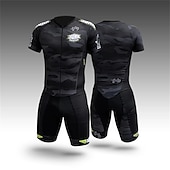 cheap Men&#039;s Clothing Sets-Men&#039;s Triathlon Tri Suit Short Sleeve Triathlon Silver Light Yellow Dark Grey Graphic Bike Lycra Sports Graphic Clothing Apparel