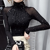 levne Oblečení na latinskoamerické tance-dámský top latinské tance společenské tance top ruching čistá barva splicing dámská výkonnostní trénink dlouhý rukáv polyester