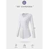 رخيصةأون يوجا بلايز-قمصان يوجا نسائية بمقاسات كبيرة بغطاء للرأس وفتحة رقبة على شكل حرف v سترة رياضية رقيقة فضفاضة ملابس خارجية لليوجا واللياقة البدنية والصالة الرياضية ملابس شتوية بأكمام طويلة