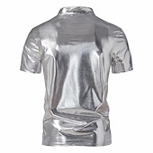 levne oblečení-sada s lesklým kovovým tričkem jogger kalhoty 2 ks outfity pánské disco 80. léta cvičení cosplay kostým maškarní karneval párty klub
