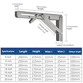 cheap Building Supplies-2pcs Heavy Duty Folding Shelf Brackets - 8&quot;, 10&quot; &amp; 12&quot; - Wall Mounted for Bench Table with Screws