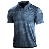 billiga Golfpikétröja för män-Herr Kamuflasje Kamouflage POLO Shirt Golftröja Kortärmad Skjorta Nedvikt Utomhus Ledigt 3D-tryck Armégrön Marinblå Grön Kaki Grå Mönster Button-Down Kläder Mode Ledigt Bekväm