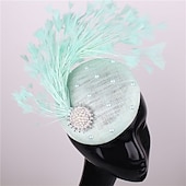 billiga Hattar och fascinators-fascinators hattar Huvudbonad Lin Formell Kentucky Derby Hästrace Damernas dag cocktail Elegant Mode Glam Med Fjäder Hårbonad Huvudbonader