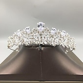 お買い得  ヘアスタイリングアクセサリー-シルバー ティアラと女性のための王冠 クリスタル クイーン クラウン ラインストーン プリンセス ティアラ 女の子 花嫁 ウェディング ヘアアクセサリー ブライダル 誕生日 パーティー プロム ハロウィン コスプレ コスチューム クリスマス