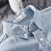 abordables chemise boutonnée pour homme-Homme Chemise Chemise en jean Chemise décontractée Noir Bleu Bleu clair manche longue Plein Revers Plein Air Vacances Poche Vêtement Tenue Mode Loisir Chemise hawaïenne