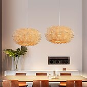billige Lyktedesign-led pendnat lys bambus lanterne design lysekrone retro 30cm lysekrone takbelysning gjelder for stue soverom restaurant kafé bar restaurant klubb