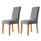cheap Dining Chair Cover-2 Pcs Dining Chair Cover Burgundy Velvet Stretch Chair Seat Slipcover Spandex with Elastic Bottom Protector for Dining Room Wedding Ceremony Durable Washable