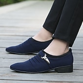 Χαμηλού Κόστους Μπαλαρίνες-ανδρικά επίσημα παπούτσια με μεταλλική αγκράφα - κομψά slip-on loafers σε μπλε ναυτικό για γάμους και επαγγελματικές ενδυμασίες