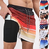 baratos shorts de natação masculinos-Homens Bermuda de Surf Shorts de Natação Calção Justo de Natação Surf Casual Feriado Praia Secagem Rápida Com Cordão Com forro de compressão Gradiente Havaiana Boho Roupas Esportivas 1 5