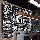 cheap Wallpaper-Coffee Cafe Mural Wallpaper Wall Sticker Covering Print Peel and Stick Self Adhesive Removable for Coffee Cafe Blackboard Canvas Home Décor Multiple Size