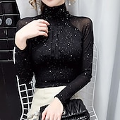 levne Oblečení na latinskoamerické tance-dámský top latinské tance společenské tance top ruching čistá barva splicing dámská výkonnostní trénink dlouhý rukáv polyester