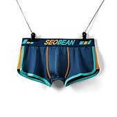 ieftine Lenjerie Comfortabilă de Bărbați-Bărbați 1 Bucată Boxeri Lenjerie de corp Imprimeu Spandex Amestec poliester / bumbac Lavabil Comfortabil Bloc Culoare Scrisă Talie Joasă Negru Alb