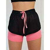 economico pantaloncini da corsa da donna-Per donna Pantaloncini da corsa Pantaloncini da palestra Pantaloncini da yoga A cordoncino 2 in 1 Fodera Pantaloni Sportivo Traspirante Asciugatura rapida Yoga Fitness Allenamento in palestra Standard