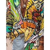 billiga Fåglar &amp; Djur-Herr Fjäril Skjorta Hawaii skjorta Aloha skjorta Långärmad Skjorta Nedvikt Mode Streetwear Designer Utomhus Gata Ledigt Vit Gul Grön S M L