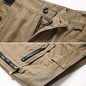お買い得  カーゴパンツ-男性用 カーゴパンツ タクティカルパンツ 作業パンツ ジッパーポケット マルチポケット まっすぐな足 純色 屋外 全長 日常 スタイリッシュ ブラック カーキ色